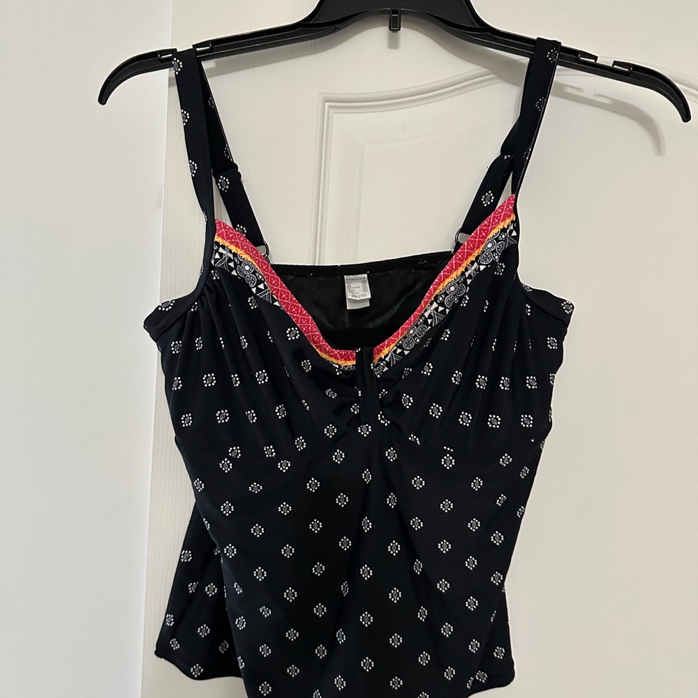 Black and White Bustier Camisole Swim Top